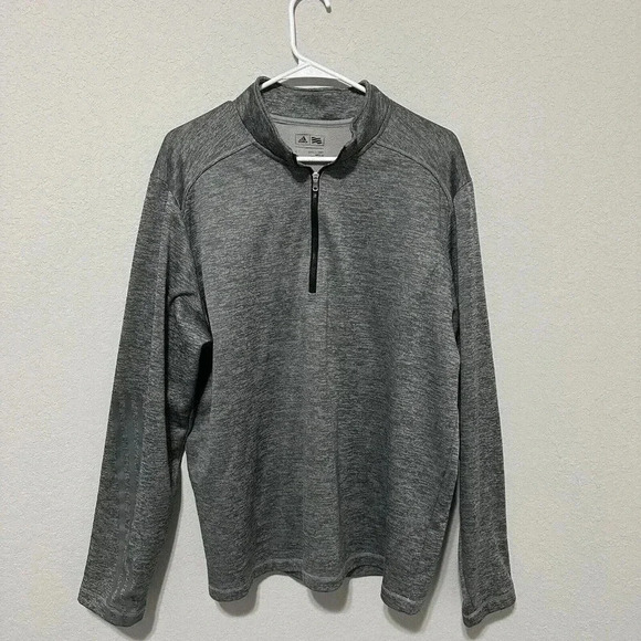 adidas Other - Adidas Brushed Terry Heathered Quarter-Zip Pullover Mens Size Large Grey Heather